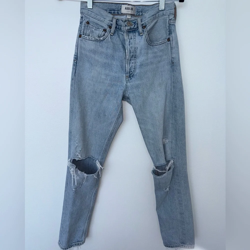 Agolde Faded Blue Boot Cut Jeans - Picture 2 of 6